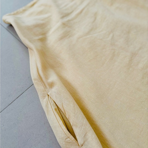 ZARA WOMEN SIZE XS LINEN BLEND MIDI DRESS STRAPLESS IVORY WITH POCKETS - Picture 9 of 11